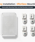 Rugged Outdoor IP67 Junction Box Waterproof Electrical Enclosure with mounting plate and wall brackets, top view.