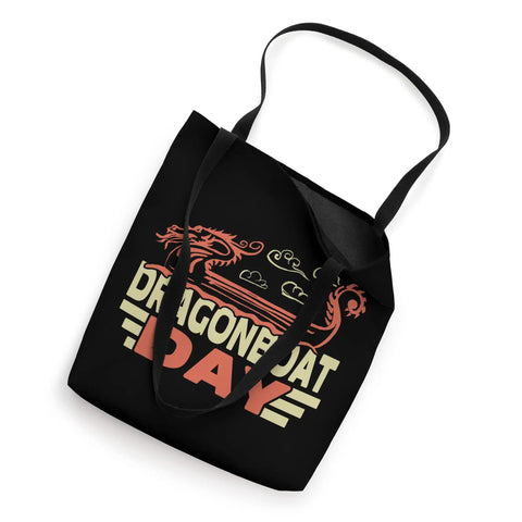Black Paddler Approved Dragon Boat Racing Tote Bag For Team Practice And Race Day with dragon graphic on fabric