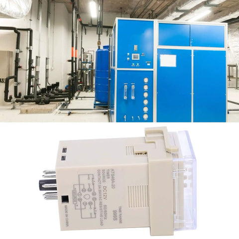 Adjustable Timing Component For Industrial Automation And Machinery With 3D LED Digital Display Time Relay Digital Setting Cycle Delay Control Unit DC12V Compatible Low Power Draw Pro Grade Timing Rock Solid Build Heavy Duty Reliability in control panel, beige plastic