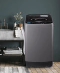 Compact Full Automatic Washing Machine In Sleek Grey Acts As A Smooth Operator With Quick Wash Spin Cycles And Direct Drainage.