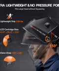 Side view of Auto Darkening Welding Helmet With True Color Viewing Screen 3.66 By 1.69 Inch Shade Range Four To Thirteen Solar Powered