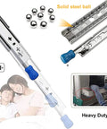Heavy Duty Telescopic Drawer Slides With Secure Lock Full Extension Ball Bearing Side Mount Hardware showing steel ball and lever.
