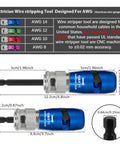 Straight Up Awg14 Wire Stripper And Twister Tool For Electric Drill Adjustable US Cable Accessory side view with specifications.