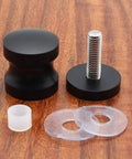 Straight Up Built Tough Black Shower Glass Door Handles 2 Pack Stainless Steel One Sided Bathroom Hardware with black plastic washers.