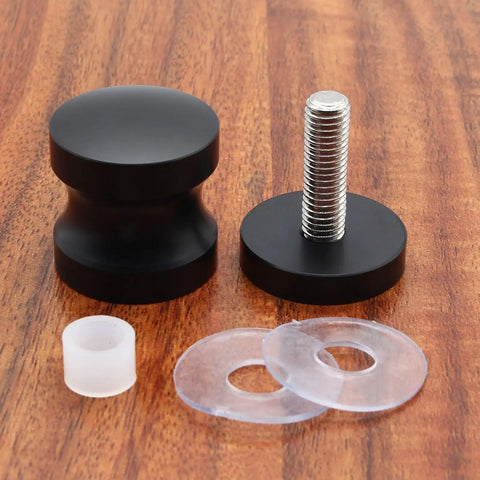 Straight Up Built Tough Black Shower Glass Door Handles 2 Pack Stainless Steel One Sided Bathroom Hardware with black plastic washers.