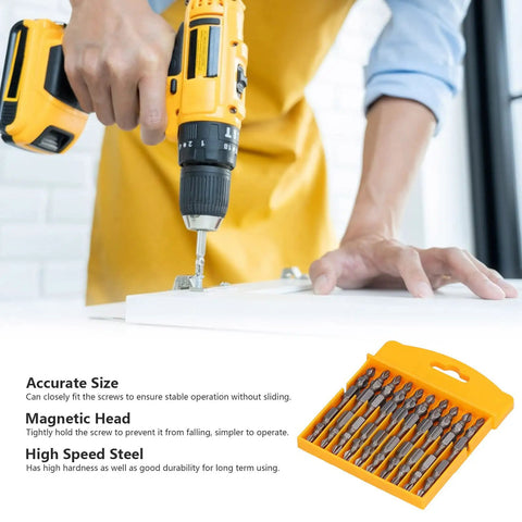 Rock Solid 10 Piece Double End Screwdriver Bit Set Made From High Speed Steel With Hex Shank For Electric Drills And Hammers Plus CNC Machined Hardware Tool Kit For Tough Jobs, 10pc in case