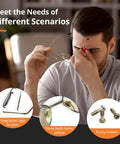 Man frustrated over broken eyeglasses showcasing eyeglass repair needs for All In One Eyeglass Repair Kit With Eight Screwdriver Types.