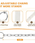 Close-up of zinc plated ring and 3 ply twisted cotton rope for Two Person 12Ft Quilted Fabric Hammock With Soft Pillow For Outdoors Patio