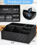 Dimensions of Coffee Station Organizer For Counter With Wood Pod Holder And Tea Condiment Storage Basket, Rustic Bar Decor