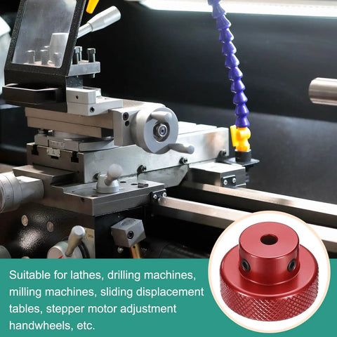 Aluminum Alloy Handwheel For Milling Machine Lathe 30mm OD 4mm Bore Red Handle with tool use illustration