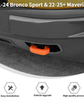 Ford Bronco Sport with orange Tow Hook Covers For Ford Bronco Sport And Maverick FX4 Off-Road Tremor, rubber sleeve visible.