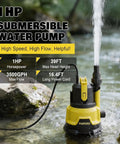Badass Heavy Duty 1HP Submersible Pool Cover Pump With Detachable Base And Dual Outlets 3500 GPH Sump Drain Pump in water