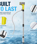 Cordless Stick Water Transfer Pump Roams Free Without Power Cords And Sniffs Out Standing Water Fast with textured grip and stainless steel pole.