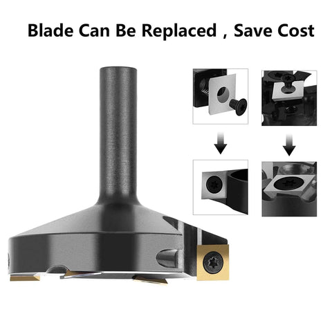 Pro Grade 3 Inch Spoilboard Surfacing Router Bit With 2 Plus 2 Carbide Blades One Half Inch Shank ATS Coated Insert