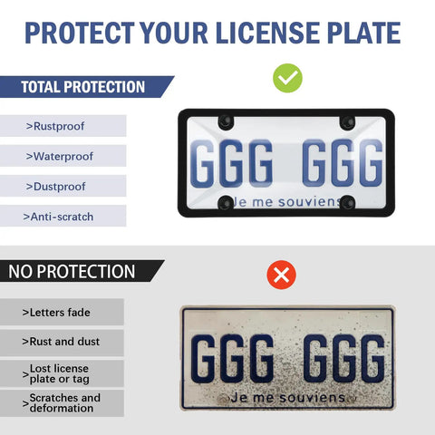 Two Pack Matte Clear License Plate Covers And Frames Set With Screws Caps For Front And Rear Cars ABS Plastic Corrosion Resistance