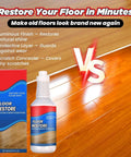Two Pack Floor Restore Spray For Wood Tile Laminate Vinyl And Bamboo Floors Make Floors Pop Shine Renewal Polish Quick Dry Protective Finish Deep Clean Protective Layer For Dull Surfaces with bottle and packaging on a polished floor