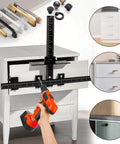 Pro Grade Cabinet Hardware Jig Tool, Adjustable Drill Template For Handles And Pulls On Drawers And Doors, All Aluminum Alloy Construction With Center Punch And Carrying Bag, Precise Machining, Heavy Duty used on drawer