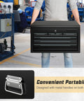 Large Metal Tool Box With Six Drawers And Top Tray, Heavy Duty Steel Chest With Auto Locking Drawers And Side Handles For Garage