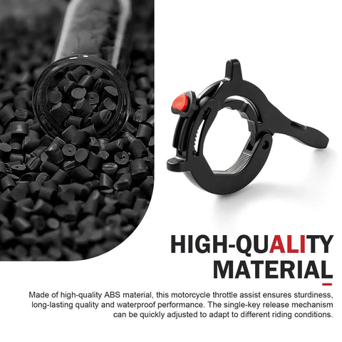 Universal Motorcycle Throttle Lock Cruise Speed Handlebar Accelerator With One Click Release No Sweat Install Twist Grip Control For Road Riders Seeking Smooth Cruisin Build, high-quality ABS material close-up.