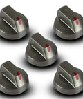 Replacement Oven Knobs Set For Black Stainless Steel Ranges Easy Grip Control Knobs For Precise Temperature shown in set of five