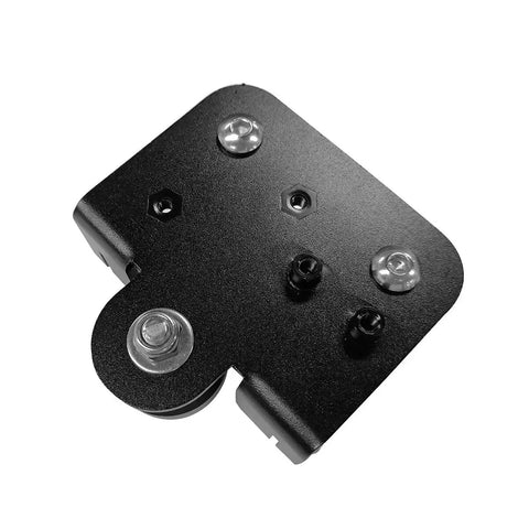3D Printer Extruder Backplate for Anet I3 Series, X Axis Fixing Panel, 2.5mm thick sheet metal, front view with adjustable pulley