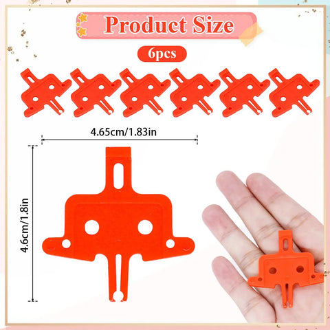 6 Piece Bike Disc Brake Spacer Set With Piston Reset And Pad Separation Tools Durable Orange Plastic Spacers shown in hand for size