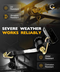 Four Pack One And A Half Inch Ratchet Straps With J Hooks For Ladder Rack And Roof Gear showing Cordura wear pad and J hooks.