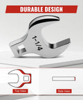 Heavy Duty 1/2 Inch Drive Jumbo Crowfoot Wrench 1 1/4 Inch SAE Open End Wrench, top and side views showing chrome finish.