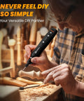 Man using Mini Cordless Rotary Tool Kit With 5 Speed Settings And USB Charging, 69 Accessories For Sanding, Polishing, Drilling.