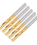 5 Pack CNC Spiral End Mill Router Bit Set High Speed Steel Alloy Coated arrangement