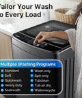 Built Tough 27 Lbs Full Automatic Washer And Spinner Combo With 10 Programs And 8 Water Levels, No Sweat Portable Laundry Machine For Tiny Apartment Dorm Or Rv Setup In Grey control panel showing multiple wash programs.
