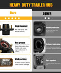 Comparison chart showing features of Two Sets 3500 Lb Trailer Hub Kit with 5 Lug 4.5 Inch Bolt Pattern Pre Greased For Easy Installation.