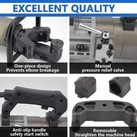Heavy Duty Electric Hydraulic Rebar Bender And Straightener Machine showing manual pressure relief valve and anti-slip handle.