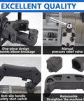 Image displays parts of the CUTPOY Handheld Electric Hydraulic Rebar Bender Portable 2 in 1 Steel Bar Bending Straightening Machine.