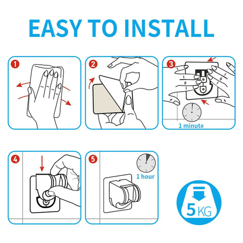 Stick On Shower Head Mount With Adjustable Swivel For RV And Bathroom Easy Install Self Adhesive Strong Grip Universal ABS Chrome Bracket Handheld Wand Holder