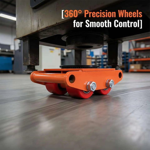 Set Of Four Heavy Duty Machinery Mover Skates With 360 Degree Swivel For Industrial Machines, beefy carbon steel moving skates under CNC