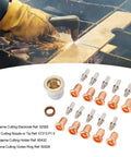 Keenso 23PC Plasma Cutter Torch Consumables Kit showing brass nozzles and electrodes, ideal for heavy duty cutting jobs.