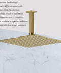 Slick Brushed Gold Ceiling Mounted Rain And Handheld Shower System Featuring Water Powered Digital Display And Smooth Single Lever Controls, showcasing air injection technology.