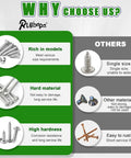 680 Piece Stainless Wood And Sheet Metal Screw Kit With Pan Head Self Tapping Screws 304 Stainless Steel 18 Sizes From One Quarter Inch To One And One Half Inch Heavy Duty Fasteners For Wood Metal And Diy Projects comparison graphic showing multi-size stainless screws