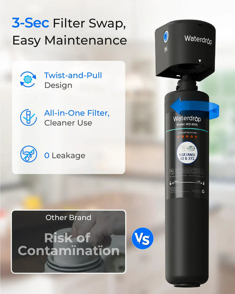 Under Sink Water Filter System 15UB With Faucet Reduces PFAS PFOA PFOS Lead Chlorine Bad Taste And Odor NSF ANSI 42 certified