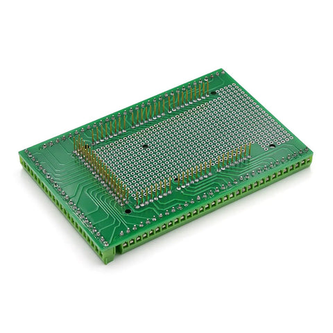 Mega 2560 R3 Prototype Screw Terminal Shield Board Kit With Pre-Soldered Headers For Easy Wire Connections And Prototyping On Arduino Mega 2560 No Soldering Needed green PCB with terminal blocks