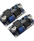 Two Pack DC-DC Buck Converter Power Modules With 3A Adjustable Step-Down LM2596 Regulator, LED Indicator, High Efficiency PCB
