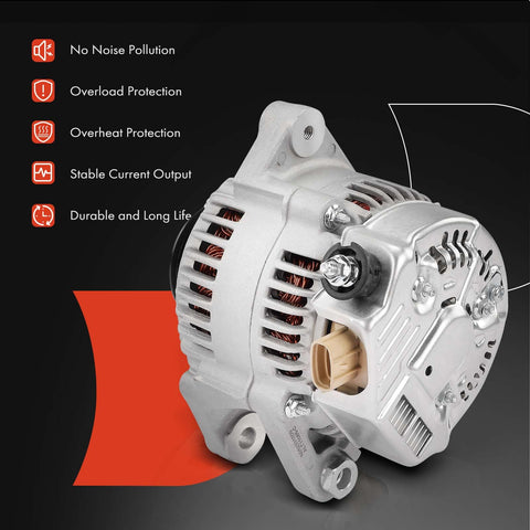 Alternator For Scion Xb 2004 2006 And Toyota Echo 2004 2005 1.5L 12V 80A With 4 Groove Pulley Clockwise Direct Fit Replacement