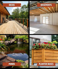 Multipurpose Primer For Concrete And Wood Water Based Non Toxic Fast Drying Easy To Apply Gives That Grip And Prevents Blistering Ideal For Concrete Wood Plastic And More 1 Gallon shown on decks, basements, ponds, planter boxes