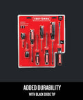 Packaged Bi-Material Eight Piece Screwdriver Set with Durable Black Oxide Tips, Quick Rotation Control, and Textured Torque Grip
