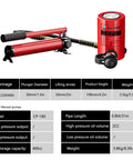 Heavy Duty Hydraulic Jack Kit With Manual Pump And Auto Retraction 10 Ton Lift Capacity 2 Inch Stroke Garage Ready For Workshop And Home Use Durable Lifting Cylinder For Cars Trucks And SUVs shown with specifications.