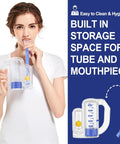 Person using High Capacity 5000ml Lung Breathing Exercise Device With Flow Rate Indicator, Deep Breathing Trainer, transparent design