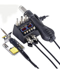 Pro Grade 2 in 1 Soldering Station With Hot Air Rework 800W, Dual LCD Displays, soldering iron and hot air gun setup