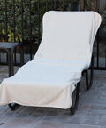 Spa Quality Pool Lounge Chair Cover Fitted 90 Inch By 29 Inch Solid Terry Cloth 100 Percent Ring Spun Turkish Cotton Soft Absorbent White