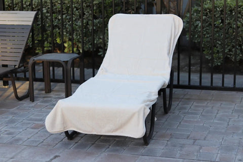 Spa Quality Pool Lounge Chair Cover Fitted 90 Inch By 29 Inch Solid Terry Cloth 100 Percent Ring Spun Turkish Cotton Soft Absorbent White